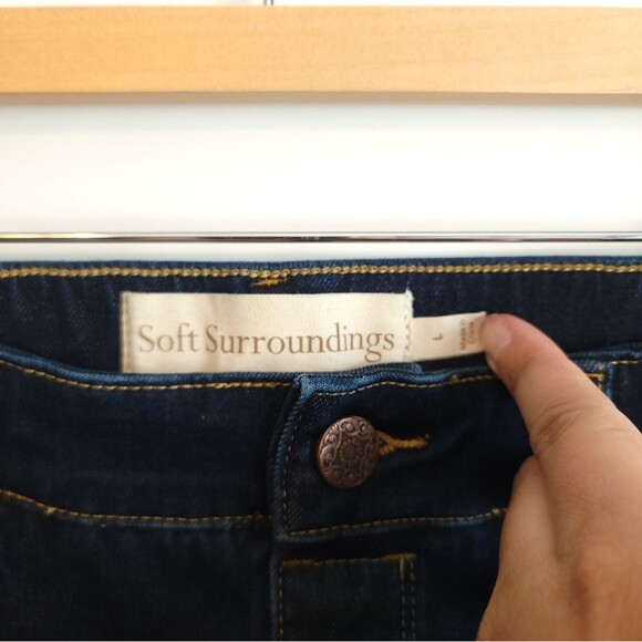 Soft Surroundings Relaxed Straight Jeans Dark Wash Pull-On Stretchy Large - Picture 9 of 16
